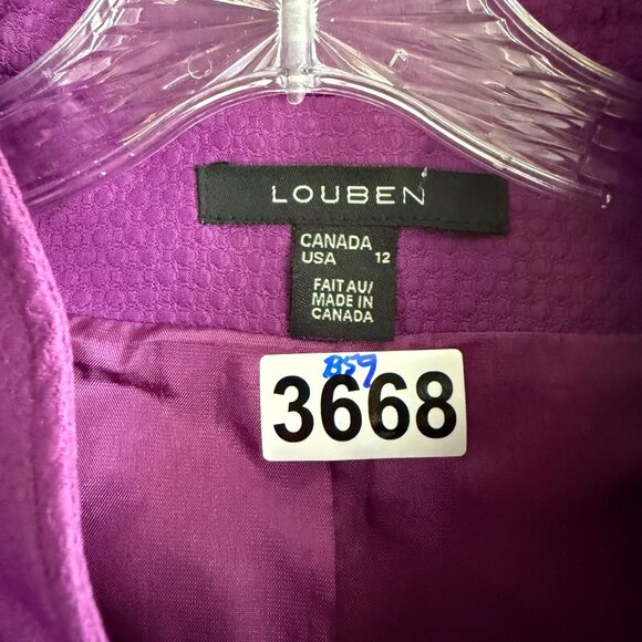 Louben Mock Neck Full Zip Jacket Women's 12 Purple Long Sleeve Modern Chic - Picture 5 of 10